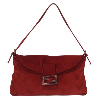 FENDI Mamma Baguette Shoulder Bag Suede Red 8BR002 Auth 211895SAV - 0