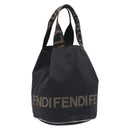 FENDI Hand Bag Canvas Black Auth 211897-1