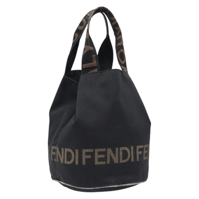 FENDI Hand Bag Canvas Black Auth 211897
