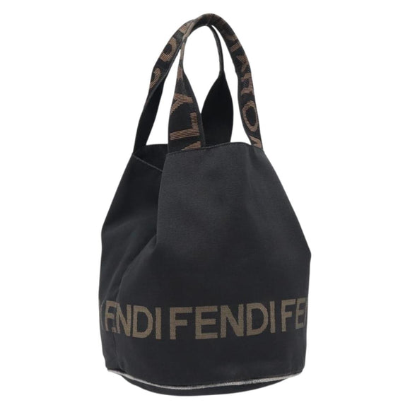 FENDI Hand Bag Canvas Black Auth 211897
