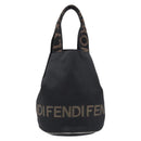 FENDI Hand Bag Canvas Black Auth 211897-2