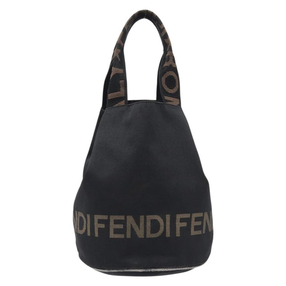 FENDI Hand Bag Canvas Black Auth 211897