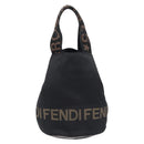 FENDI Hand Bag Canvas Black Auth 211897-3