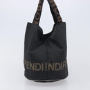 FENDI Hand Bag Canvas Black Auth 211897-4