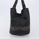FENDI Hand Bag Canvas Black Auth 211897-5