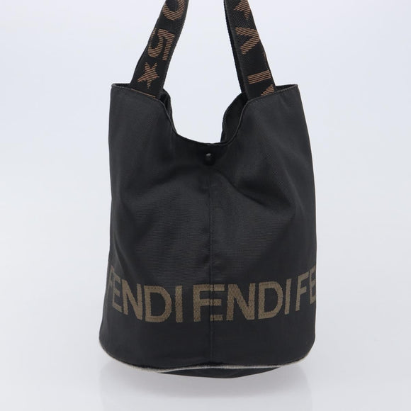 FENDI Hand Bag Canvas Black Auth 211897