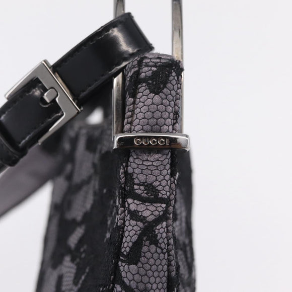 GUCCI Shoulder Bag Satin Purple Silver Auth 211898V
