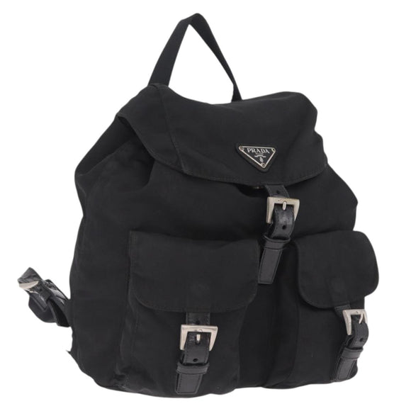 PRADA Backpack Nylon Black Silver Auth 211901