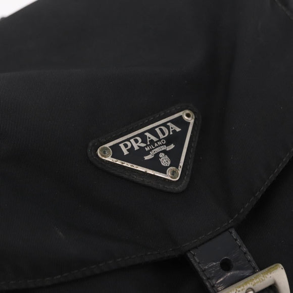 PRADA Backpack Nylon Black Silver Auth 211901