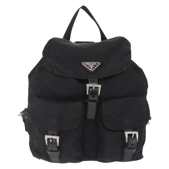 PRADA Backpack Nylon Black Silver Auth 211901