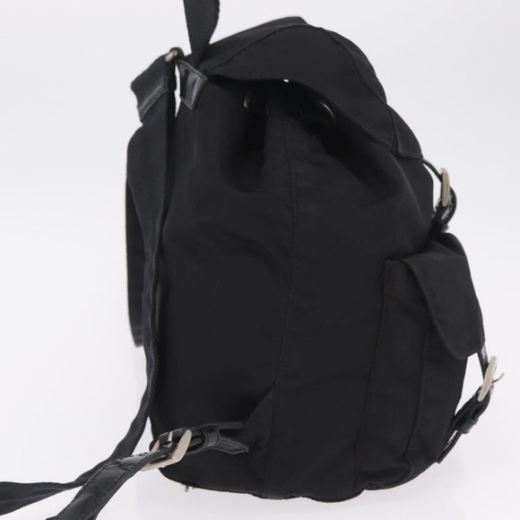 PRADA Backpack Nylon Black Silver Auth 211901