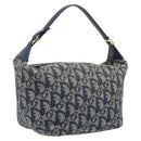 Christian Dior Trotter Canvas Hand Bag Navy Gold Auth 211902A-1