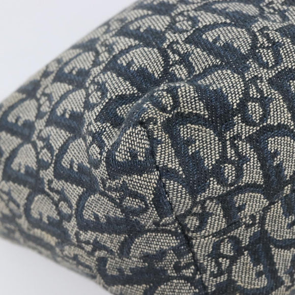 Christian Dior Trotter Canvas Hand Bag Navy Gold Auth 211902A