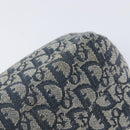 Christian Dior Trotter Canvas Hand Bag Navy Gold Auth 211902A-14