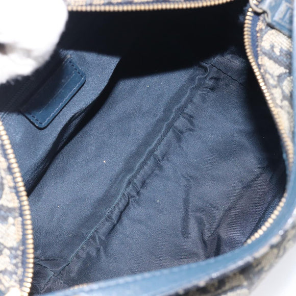 Christian Dior Trotter Canvas Hand Bag Navy Gold Auth 211902A