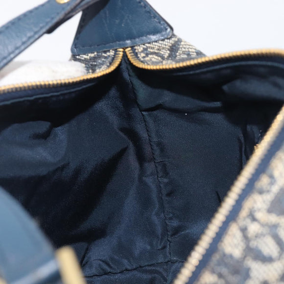 Christian Dior Trotter Canvas Hand Bag Navy Gold Auth 211902A