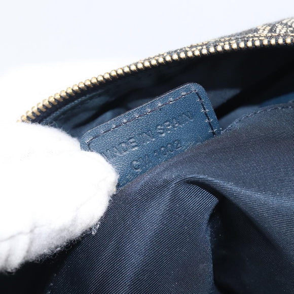 Christian Dior Trotter Canvas Hand Bag Navy Gold Auth 211902A