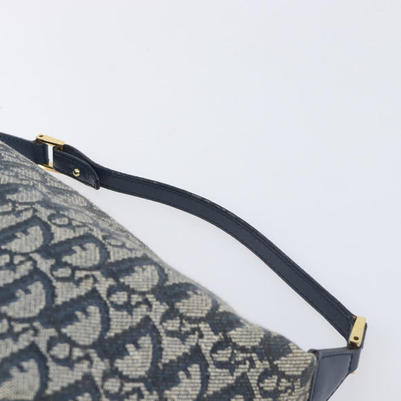 Christian Dior Trotter Canvas Hand Bag Navy Gold Auth 211902A