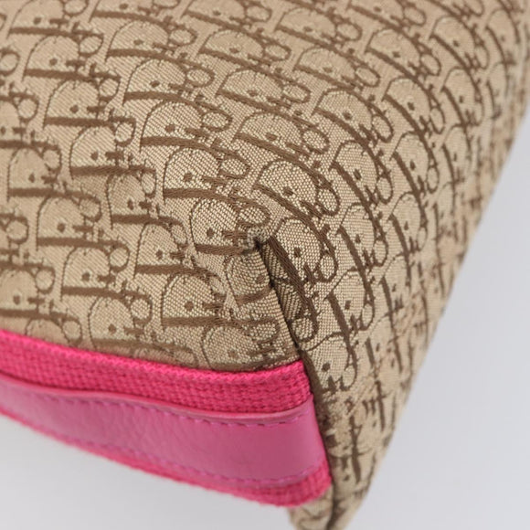 Christian Dior Trotter Canvas Shoulder Bag Beige Silver Auth 211903V
