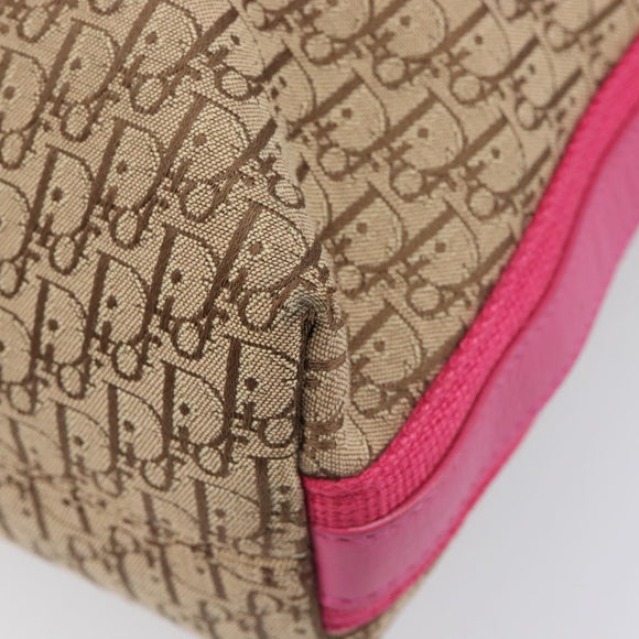 Christian Dior Trotter Canvas Shoulder Bag Beige Silver Auth 211903V