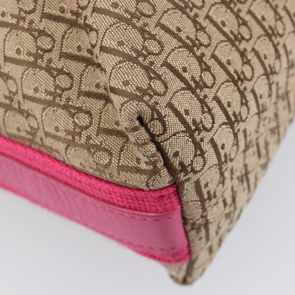 Christian Dior Trotter Canvas Shoulder Bag Beige Silver Auth 211903V