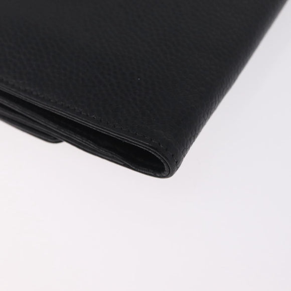 CHANEL Bifold Wallet Caviar Skin Black Gold CC Auth 211906A