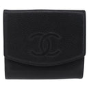 CHANEL Bifold Wallet Caviar Skin Black Gold CC Auth 211906A-2