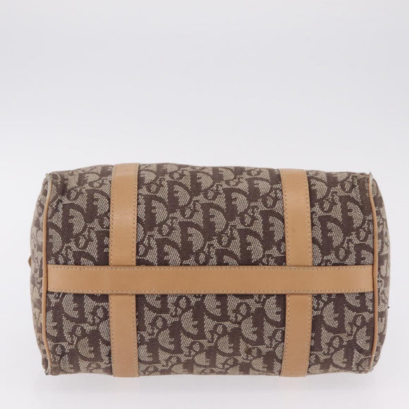Christian Dior Trotter Canvas Hand Bag Beige Gold Auth 211909