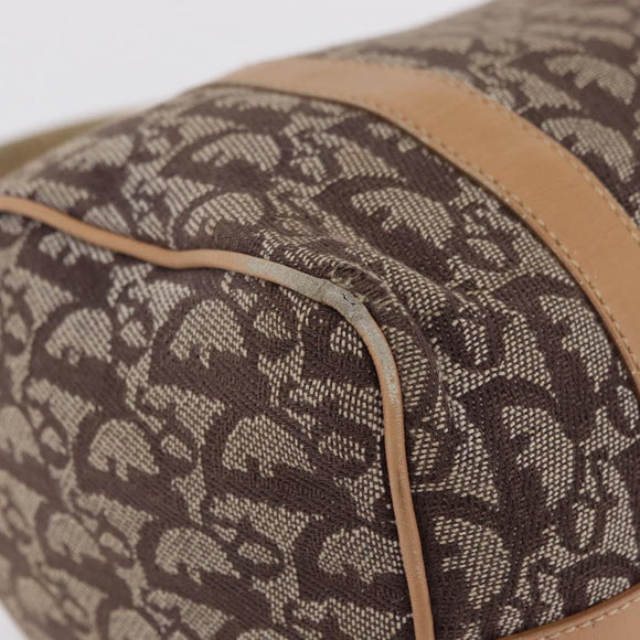 Christian Dior Trotter Canvas Hand Bag Beige Gold Auth 211909