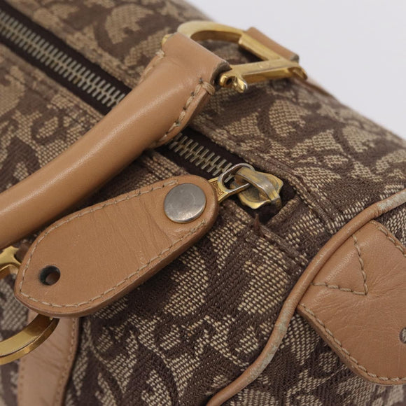 Christian Dior Trotter Canvas Hand Bag Beige Gold Auth 211909