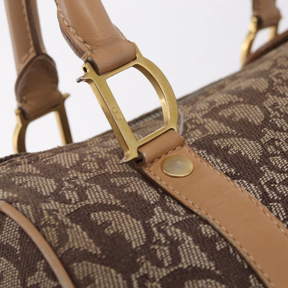 Christian Dior Trotter Canvas Hand Bag Beige Gold Auth 211909