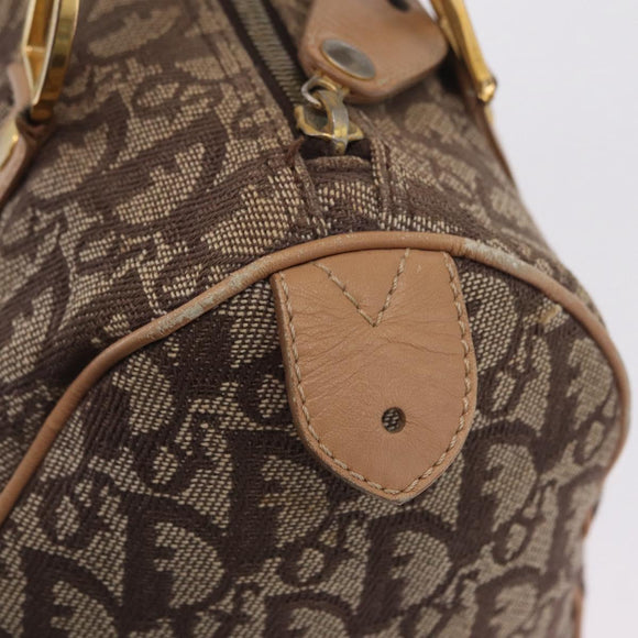 Christian Dior Trotter Canvas Hand Bag Beige Gold Auth 211909