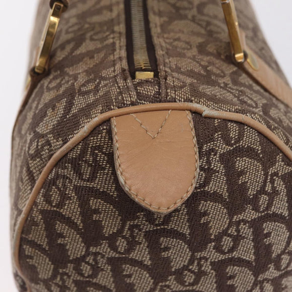 Christian Dior Trotter Canvas Hand Bag Beige Gold Auth 211909