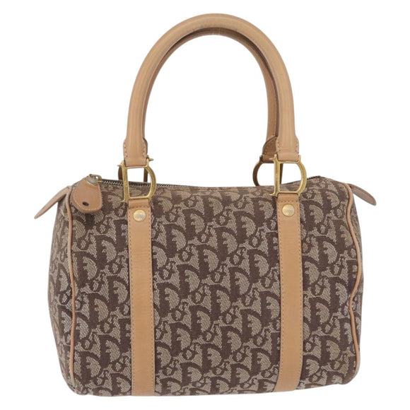 Christian Dior Trotter Canvas Hand Bag Beige Gold Auth 211909