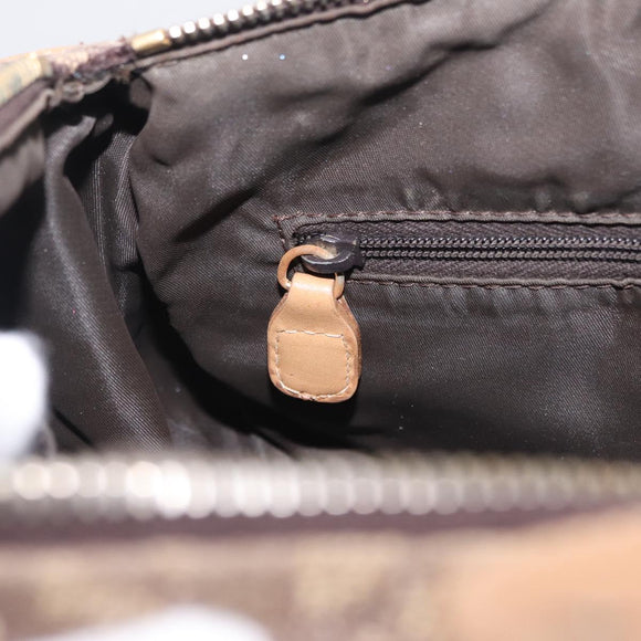 Christian Dior Trotter Canvas Hand Bag Beige Gold Auth 211909
