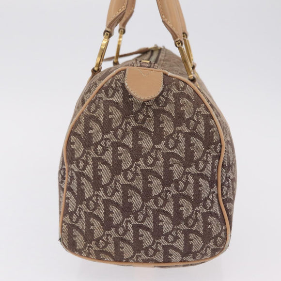 Christian Dior Trotter Canvas Hand Bag Beige Gold Auth 211909