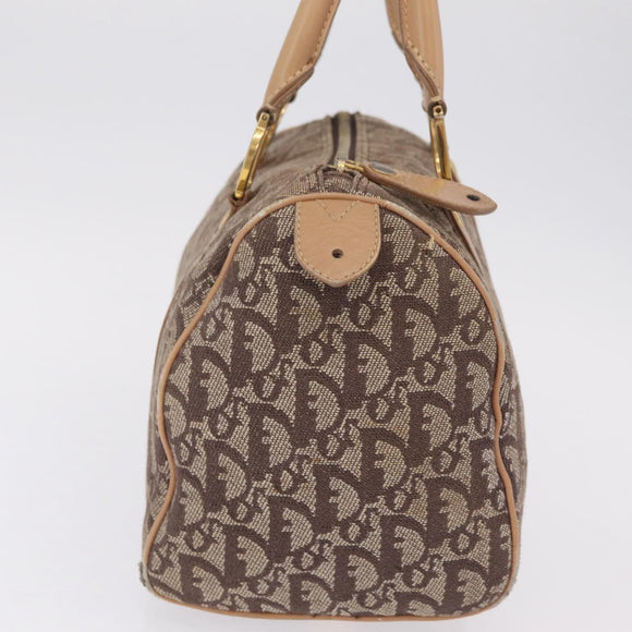 Christian Dior Trotter Canvas Hand Bag Beige Gold Auth 211909