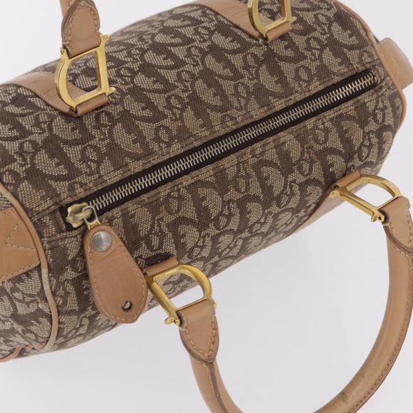 Christian Dior Trotter Canvas Hand Bag Beige Gold Auth 211909