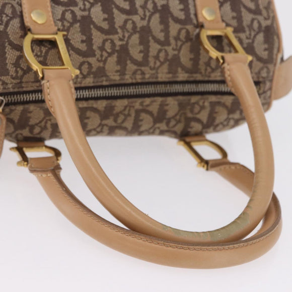 Christian Dior Trotter Canvas Hand Bag Beige Gold Auth 211909