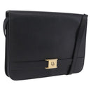 Christian Dior Shoulder Bag Leather Black Gold Auth 211910-1
