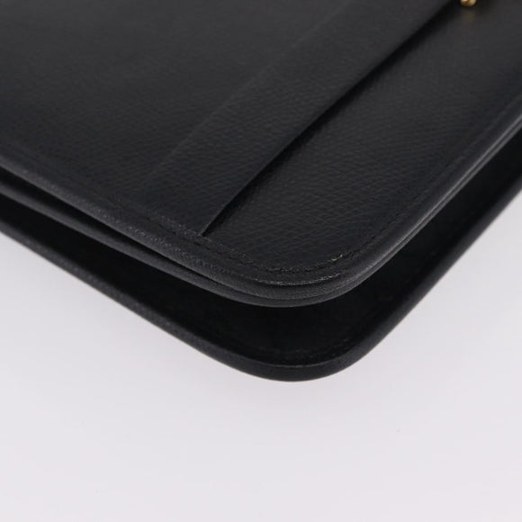 Christian Dior Shoulder Bag Leather Black Gold Auth 211910