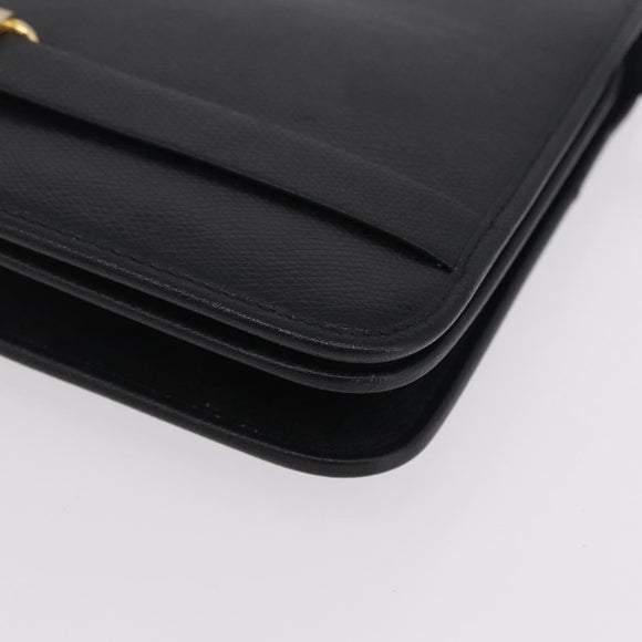 Christian Dior Shoulder Bag Leather Black Gold Auth 211910