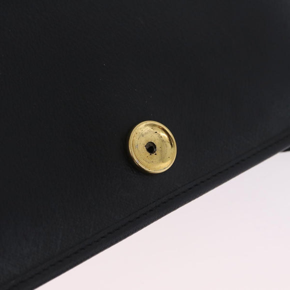 Christian Dior Shoulder Bag Leather Black Gold Auth 211910