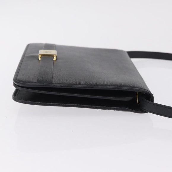 Christian Dior Shoulder Bag Leather Black Gold Auth 211910