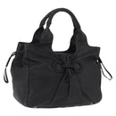 Salvatore Ferragamo Gancini Hand Bag Leather Black Silver Auth 211912V-1