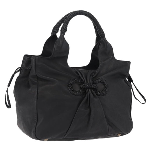 Salvatore Ferragamo Gancini Hand Bag Leather Black Silver Auth 211912V