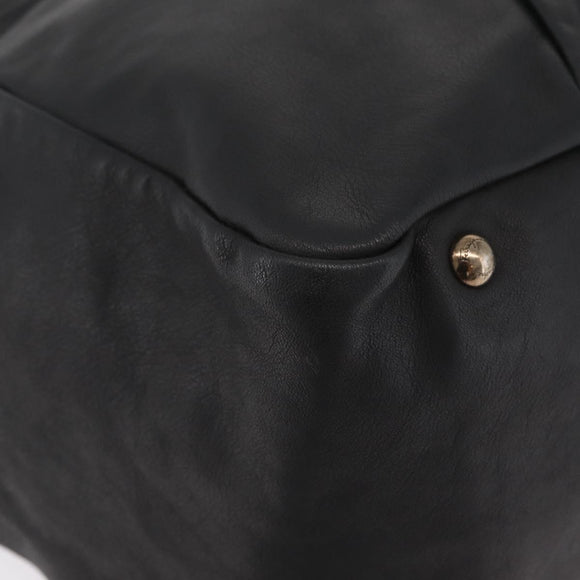 Salvatore Ferragamo Gancini Hand Bag Leather Black Silver Auth 211912V