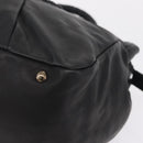Salvatore Ferragamo Gancini Hand Bag Leather Black Silver Auth 211912V-11