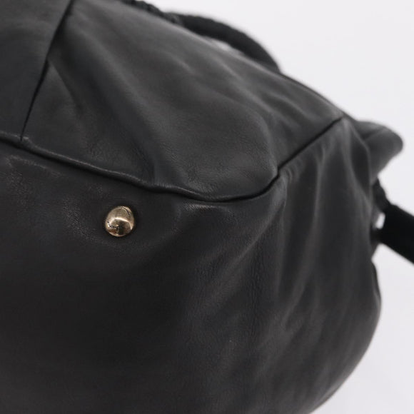 Salvatore Ferragamo Gancini Hand Bag Leather Black Silver Auth 211912V