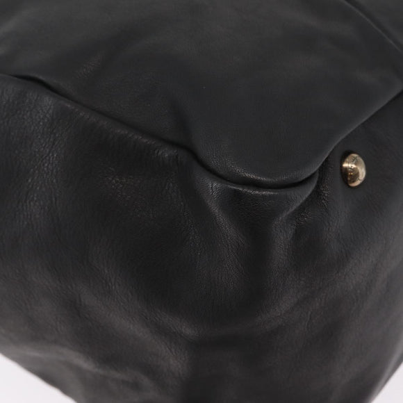 Salvatore Ferragamo Gancini Hand Bag Leather Black Silver Auth 211912V